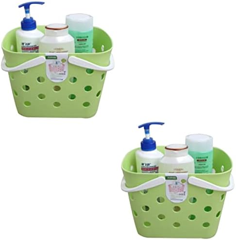 Cabilock 2pcs cesta de plástico verde Hand Banheiro de armazenamento