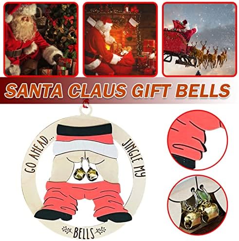 Decoração engraçada de Natal Double Bell Pingente Gift -Jingle My Bells 2022 Decorações de Natal Decoração de ornamento de férias