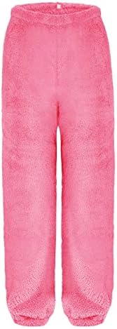 Calças de flanela feminina de Xcwer Winter calças acolchoadas quentes sherpa linham calças de lã de lã solteira solteira