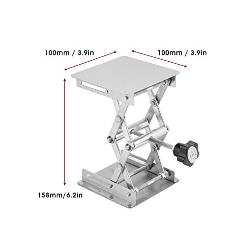FTVogue Plataforma de aço inoxidável Plataforma Laboratório de suporte levantamento de suporte de mesa de tesoura 100x100mm,