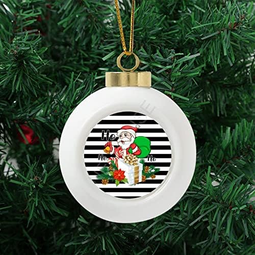 Ball Christmas Ornamentos de 3 Papai Noel de Natal com presente ho ho ho preto e branco padrão ornamento de cerâmica decoração de árvores