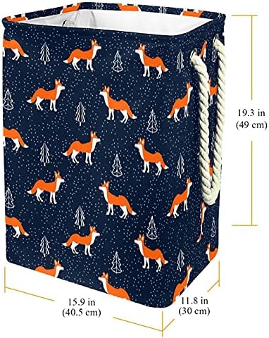 Indicultor fofo fox de raposa laranja Padrão de árvore de Natal grande cesto de roupa prejudicável a água para roupas de roupas para roupas para roupas para o organizador de brinquedos, decoração de casa para banheiro do quarto