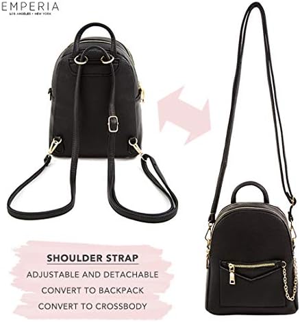 Emperia Kayli Faux Leather Mini Backpack Fashion 3 Ways Carregar Daypack de mochila leve casual para mulheres negras