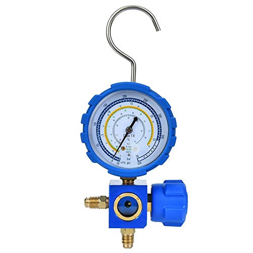 Medidor AC azul, G1/4 -30 ~ 550psi A/C Managro do coletor, ferramenta de carregamento de refrigerante de diagnóstico A/C para R22/R410A/R134A/R407C, baixa pressão