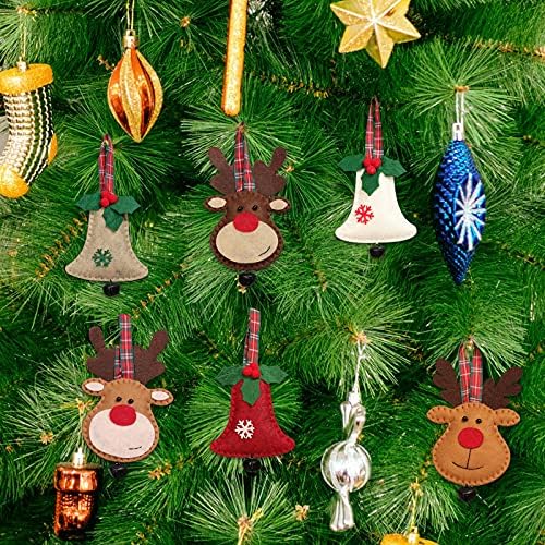 Ornamentos de árvore de Natal Conjunto de 6, 3d Prigud Bell Decorações, Handmade Plelight Elk Bells Hanging