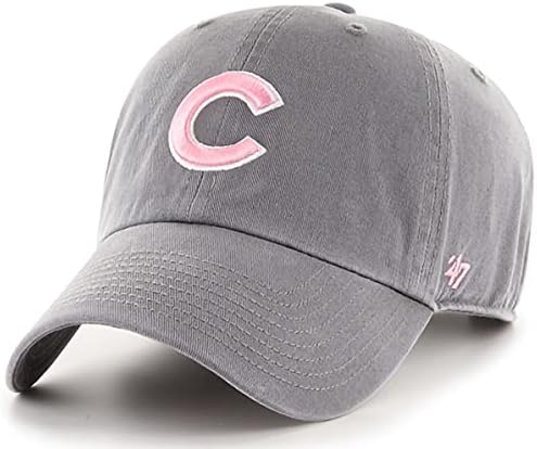 '47 MLB Cinza escuro Rosa limpa tampa de chapéu ajustável, um tamanho adulto