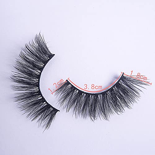 OPSWIHENY 3D FAUX MINK Lashes feitos à mão, natureza negra de cílios falsos fofos longos e reutilizáveis ​​cílios falsos