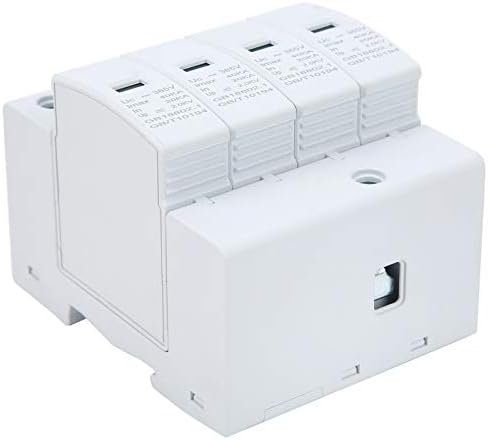 Protetor de surto de 4p, 40ka Lightning Din Box, Protetor de Sutensão de Casa inteira PC de sistemas elétricos, Lightning e Overtensão