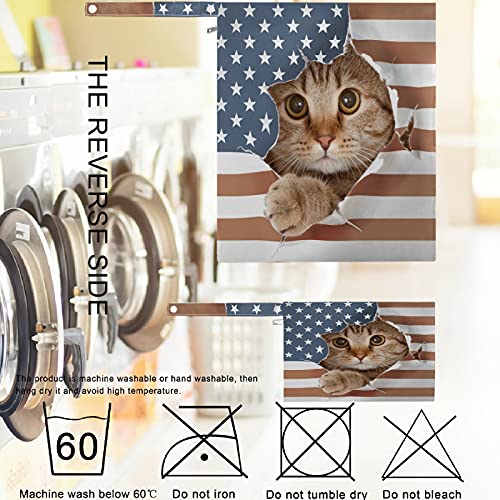 VISESUNNY CAT PATRIOTO NO AMERICANO AMERICANO PRIMEIRA PRIMEIRA 3D 2PCS SACO molhado com bolsos com zíper para fraldas salateadas