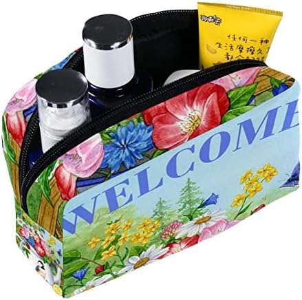 Tbouobt Bolsa cosmética para mulheres, bolsas de maquiagem Bolsa de higiene pessoal espaçosa Bolsa Viagem, Welcome Spring