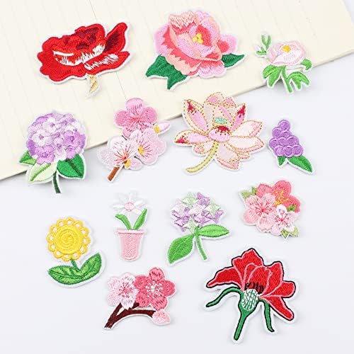 36pcs Butterfly Ferro em remendos para roupas Peony Bordered Sew Applique Sew On Patches para jaquetas Jeans Backpacks Diy Art Crafts