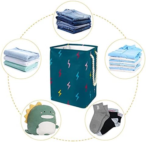 Padrão colorido de zigue -zague, cesto de roupa grande com alça de transporte fácil, cesta de lavanderia dobrável à prova