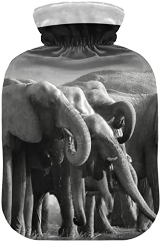 Garrafas de água quente com capa de saco de água quente de elefante africano para alívio da dor, cólicas de época, bolsa de