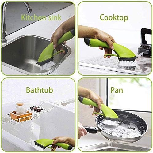 Misaso Scrub Brush com dispensador de sabão para cozinha, pia e lavagem de pratos, para limpeza de banheira