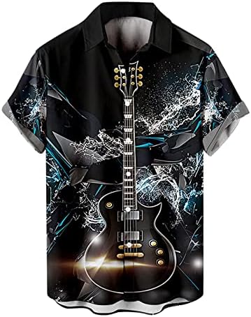 Camisa masculina Nota de música impressa camisa havaiana para homens manga curta de manga curta