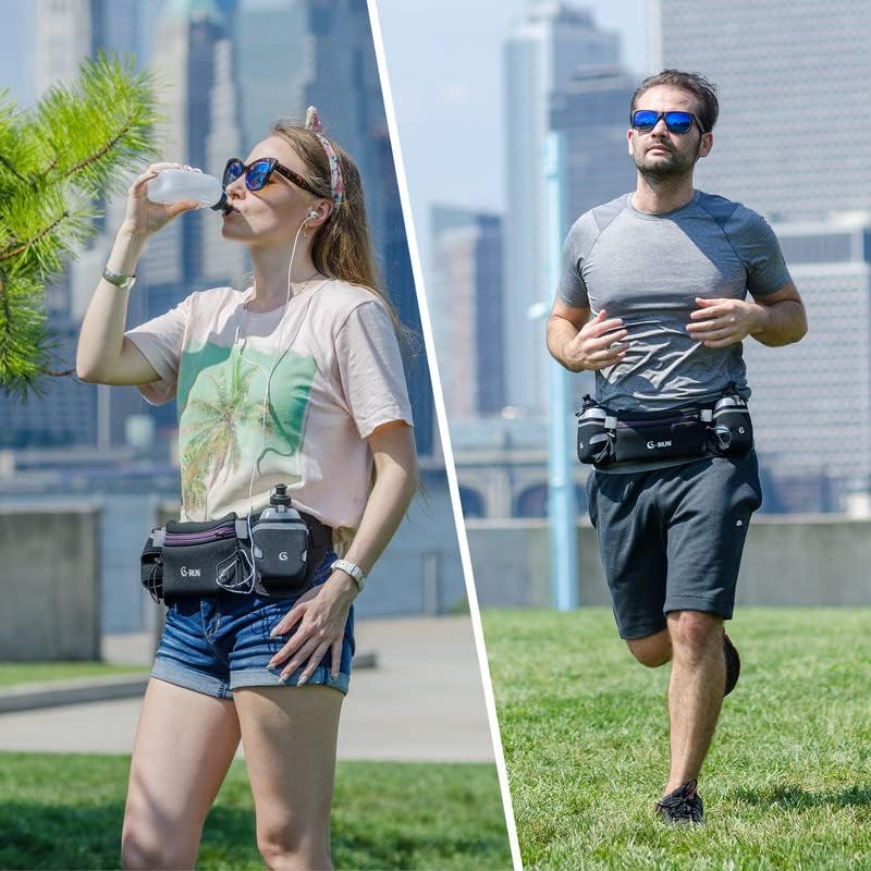 Cinturão de corrida de hidratação com garrafas - cintos de água para mulheres e homens - cinto para iPhone para qualquer tamanho de