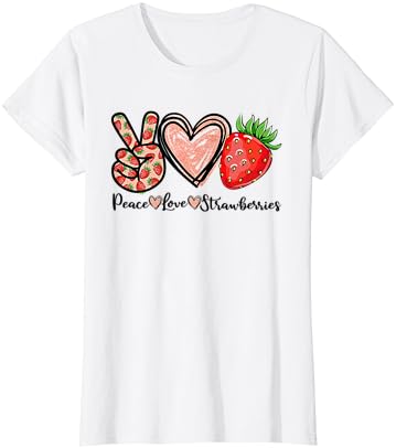 Paz, amor morango de morangos, morangos, amante de berry frutas de camiseta