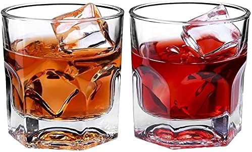 Whisky Decantador copos escocês, vidro de uísque, conjunto de 2 copos de bourbon, rochas pesadas de vidro de vidro de vidro feito