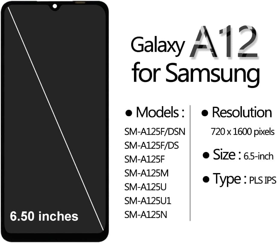 Ayake para Samsung A12 Substituição de tela com quadro, LCD Display Touch Digitizer Conjunto completo para Galaxy Samsung