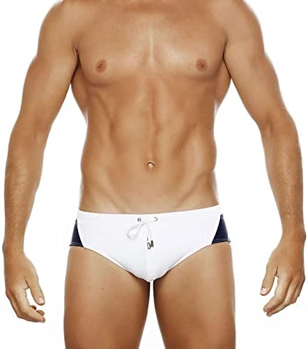 Briefes de natação para homens da BEUU, colorido Block Patchwork Bikini Sports Sports Low Rise de Caminhada de Casa