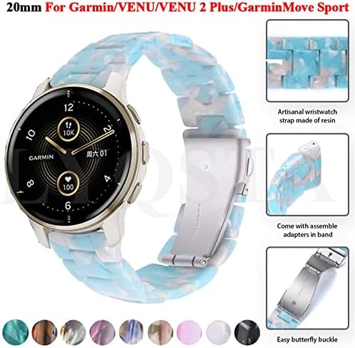 Bahdb Resin 20mm Watch Band para Garmin Venu 2 m²/venu2 Plus Forerunner 645 245 Garminmove Sports Straps Vivoactive