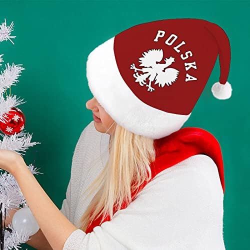 Polska Polish Country Pride Christmas Hat Hat para Papai Noel para adultos unissex Comfort Comfort Classic Xmas Cap para
