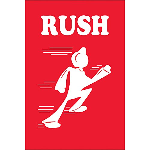 Etiqueta de remessa de fita Logic®, Rush, 4 x 6, vermelho/branco, 500/roll