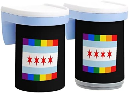 Nudquio Chicago Bandeira Pride Toothers Portador Um par de copos de escova magnética Organizador de acessórios para banheiro