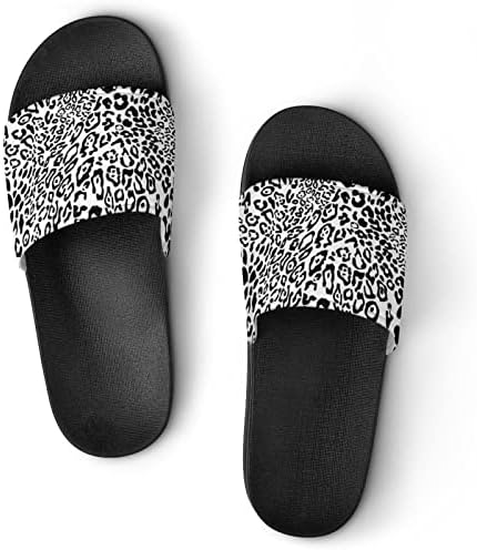 Sandálias de house de padrão de leopardo da neve não deslizam chinelos de dedo do pé para massagem banheira de spa de chuveiro