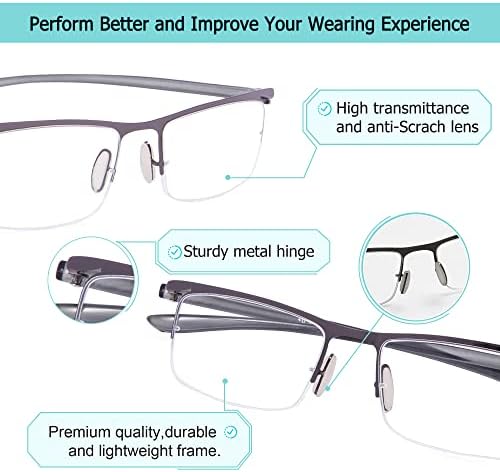 3 pacotes de óculos de leitura de meio aro + 3 pacotes de óculos de leitura de metal de meio aro