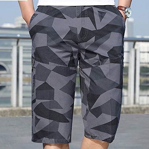 Ozmmyan masculino masculino shorts de carga relaxada shorts multifacetados de camuflagem ao ar livre calças militares para caminhada