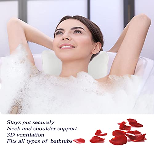Travesseiro de banho para banheira, não deslizamento, suporte de cabeça macia e confortável e respirável, lavável na máquina,