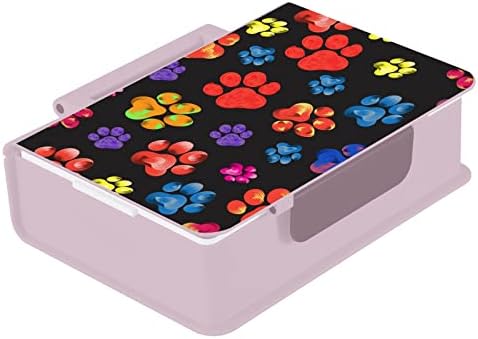 Alaza Rainbow Dog Paw Animal Prind Animal Bento Box de BPA Recipientes de almoço à prova de vazamento com garfo e