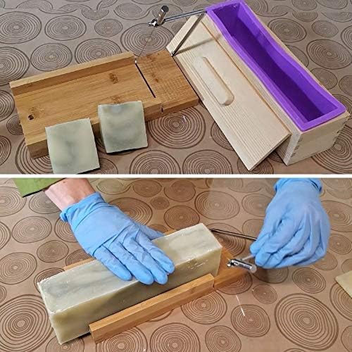 Kit de fabricação de sabão verde emergente - kit de moldes de sabão - pão retangular flexível com caixa de sabão de madeira