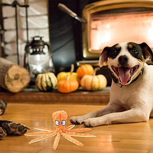 N Um cachorro durável brinquedos estridentes, sem brinquedos de pelúcia de pelúcia para optopus Shape - Seguro e não tóxico Durable Interactive Dog Chew contém um brinquedo de papel sólido 1pcs/laranja