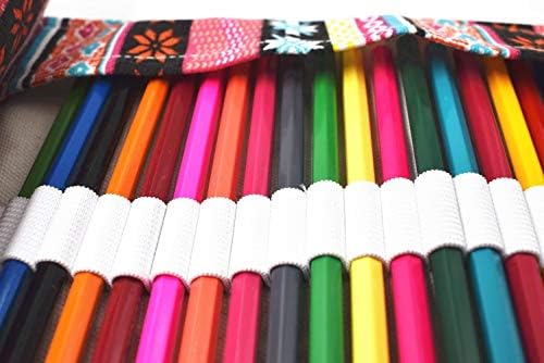 Raylinedo® 72 Bolsos Lápis de tela de enrolamento de lápis Bolsa de armazenamento de caneta de caneta Bolsa de armazenamento rosa