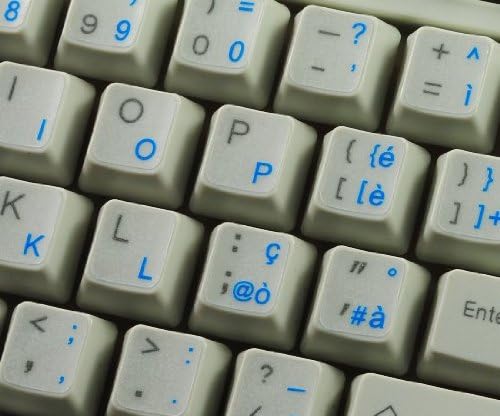 Adesivos de teclado italiano com letras azuis em fundo transparente