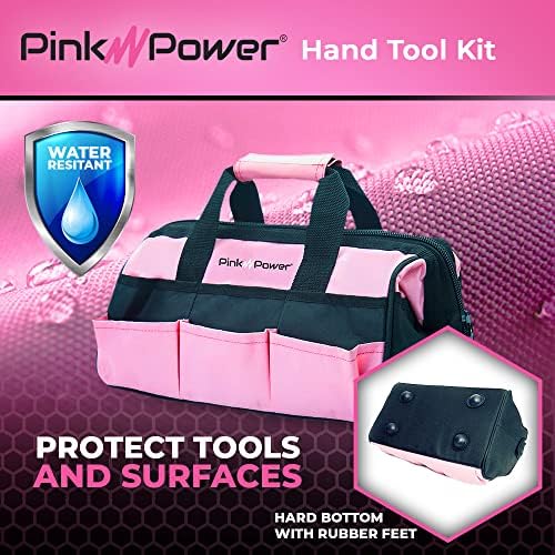 Rosa Power 189 Piece Rosa Ferramenta Conjunto para Women Tool Kit para casa - Kit de ferramentas para mulheres para