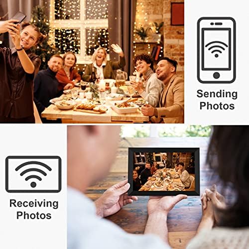 Quadro de imagem digital 10,1 polegadas Wi -Fi Photo Frame Enviar fotos com aplicativo FROTEO, tela de toque grande de