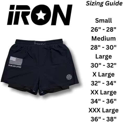 Iron jiu jitsu shorts de combate híbrido com revestimento de compressão embutido para jiu jitsu, luta, MMA e luta livre