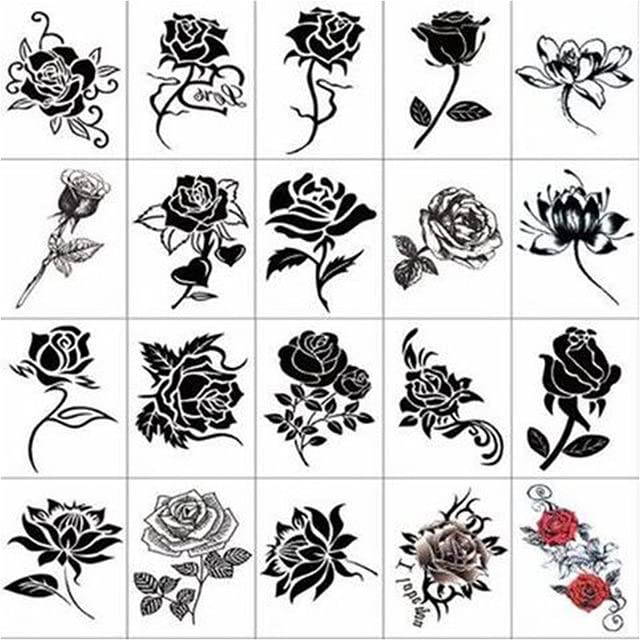 20pcs/lote 3d impermeável tatuagem temporária adesiva feminina preta rosa flor de borboleta tatuagem falsa tatuajes temporales