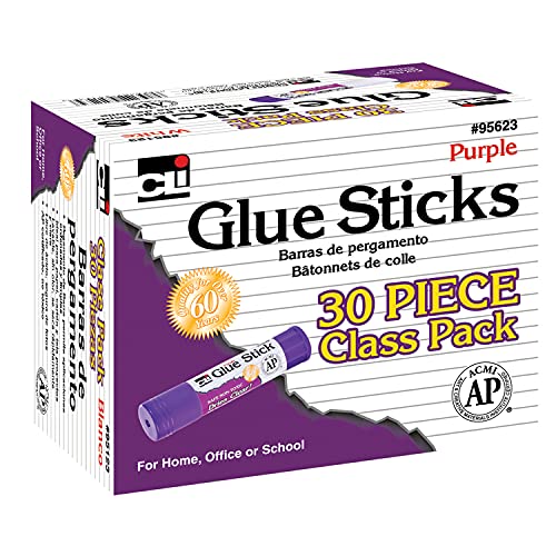 Charles Leonard Glue Sticks, AP Certified Non-Tóxico, 0,28 onça, roxo, 30 pacote