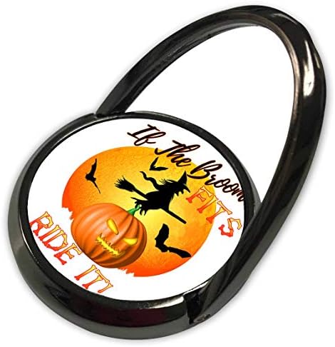3drose MacDonald Creative Studios - Halloween - Se a vassoura se encaixa no Halloween engraçado com bruxa e abóbora - anel