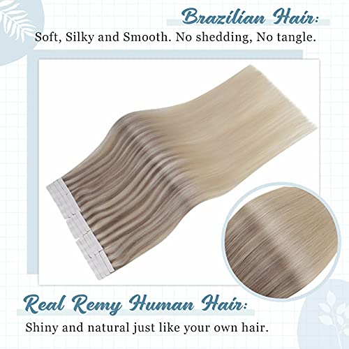 Easyouth One Pack Weft Haf Hair Extensions Real Human Hair e uma fita de embalagem em extensões de cabelo humano colorido ombre loiro #18/22/60 18 polegadas