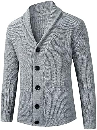 Xiaxogool masculino de manga longa de manga longa do cardigan botão para baixo, malha de malhas de suéter de tricô