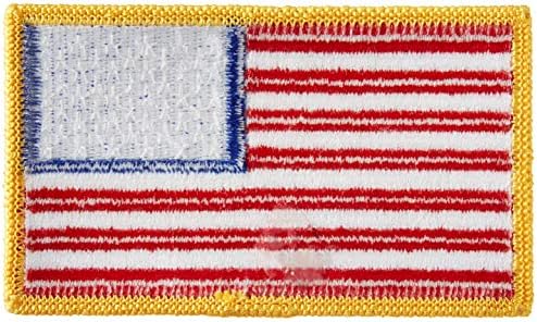 12 pacote reverteu a bandeira americana patch de borda de ouro bordada