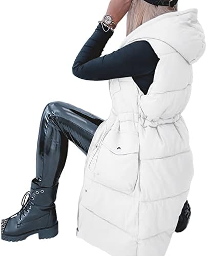 Tampas de tamanho grande para mulheres de inverno Puffer quentes de coletes sem mangas com bolsos casacos esbeltos de casaco externo