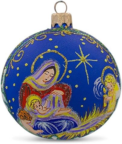 Anjos cantando para o menino Jesus Glass Ball Christmas Ornament 4 polegadas