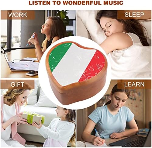 Itália Heart Retro Flag Wood Music Box vintage Wind Up Boxes Musical Gift for Christmas Birthday Birthday Dia dos Namorados