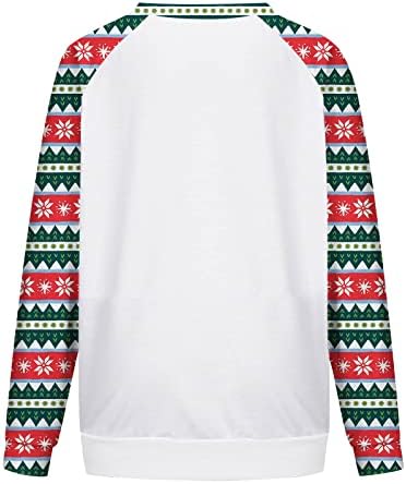 Molduras de Natal Rudolph Christmas para mulheres camisetas de manga longa Tops Fall Freny Elk Print Crewneck Sweweweathirts